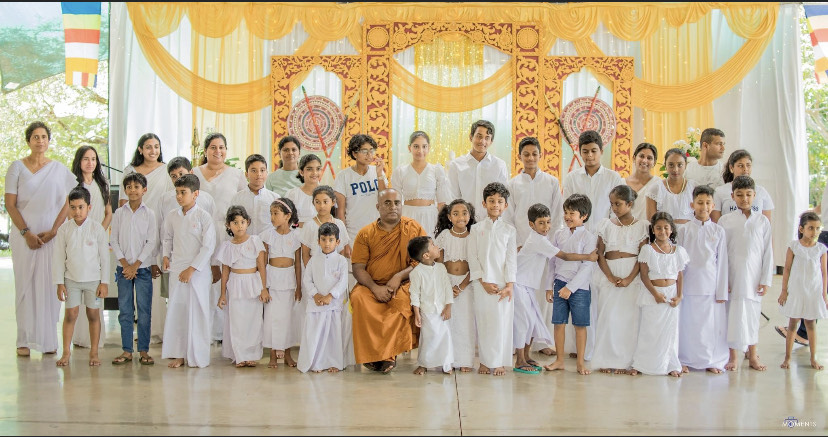 Students and teachers at Sri Dharmapala Dharma School